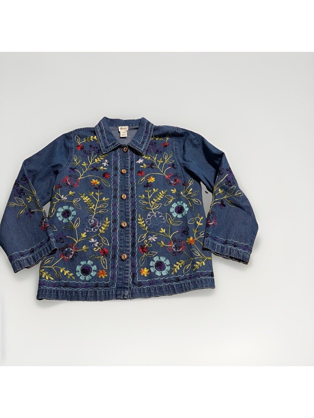 Gunit Fashions Vintage Y2K Embroidered Button Down Denim Top Jacket Coat Medium